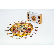 Фігурний дерев'яний пазл Африканський Лев A3 в картонній упаковці 133 деталі 00720