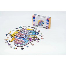 Фігурний дерев'яний пазл Казковий Єдиноріг A3 в картонній упаковці 148 деталей 00721