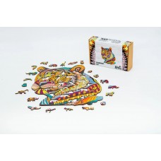 Фігурний дерев'яний пазл Загадковий Тигр A3 в картонній упаковці 129 деталей 00726