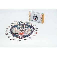 Фігурний дерев'яний пазл Сніжний Хаскі A3 в картонній упаковці 123 деталі 00902