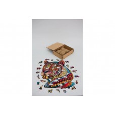 Фігурний дерев'яний пазл Загадковий Тигр A3 в дерев'яній упаковці 129 деталей 03110