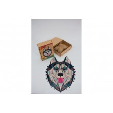 Фігурний дерев'яний пазл Сніжний Хаскі A3 в дерев'яній упаковці 123 деталі 03112