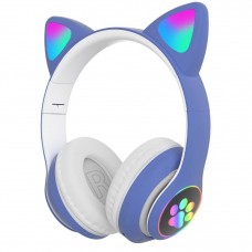Бездротові Bluetooth навушники для дітей дитячі AKS-28 з котячими вушками, що світяться, LED RGB підсвічуванням