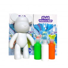 Флюїдний ведмедик DIY Creative Fluid Bear 23 см з фарбами 3 шт Зелено-Помаранчевий
