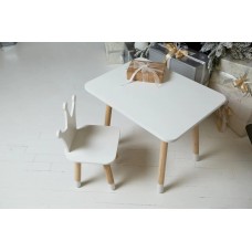 Дитячий прямокутний стіл та стільчик біла корона для ігор та уроків.