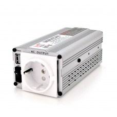 Інвертор напруги Mervesan MSI-300-12 (300W), 12/220V, approximated, 1Shuko, USB, клем + затискач, Box.Q16