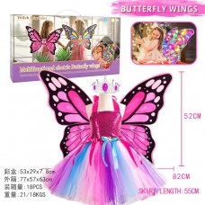 G525210-D2402-1B Дитячий костюм «Крила метелика» з підсвіткою (електричні крила + сукня + корона)