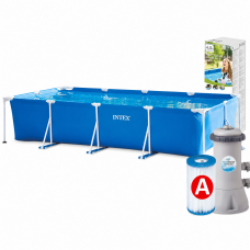 Каркасний басейн Intex 28274 Rectangular Frame Pool 450 × 220 × 84 см з картриджним фільтром 2006 л/год