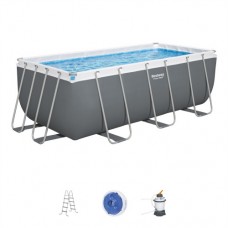 56457 Каркасний басейн Bestway Power Steel 412 × 201 × 122 см з пісочним фільтр-насосом 3 028 л/год, драбиною та дозатором